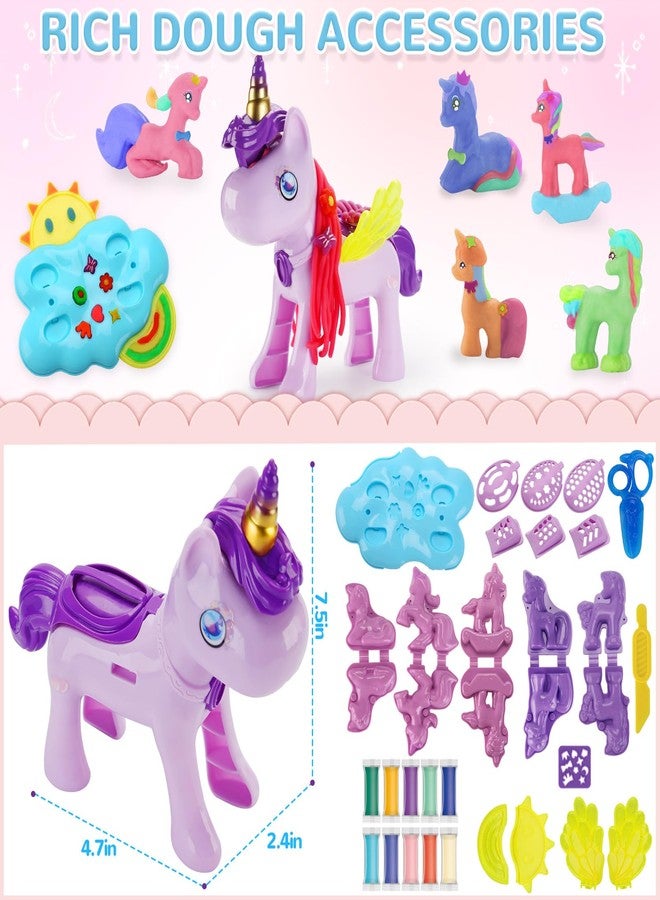 Crelloci Unicorn Color Dough Sets for Kids Ages 4-5, 30 PCS Play Color Dough Tools Kit for Toddlers Ages 3+, Unicorn Hair Salon Creation Dough Toys for Girls Birthday Gifts - Image 2